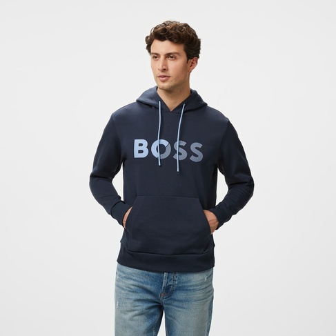  Boss Soody Tape Logo Erkek Mavi Sweatshirt