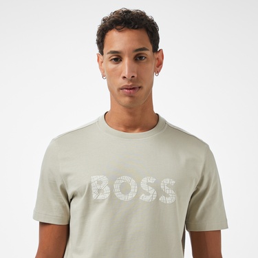  Boss Logotexture Erkek Bej T-Shirt