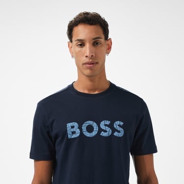  Boss Logotexture Erkek Mavi T-Shirt
