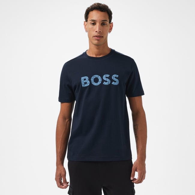  Boss Logotexture Erkek Mavi T-Shirt