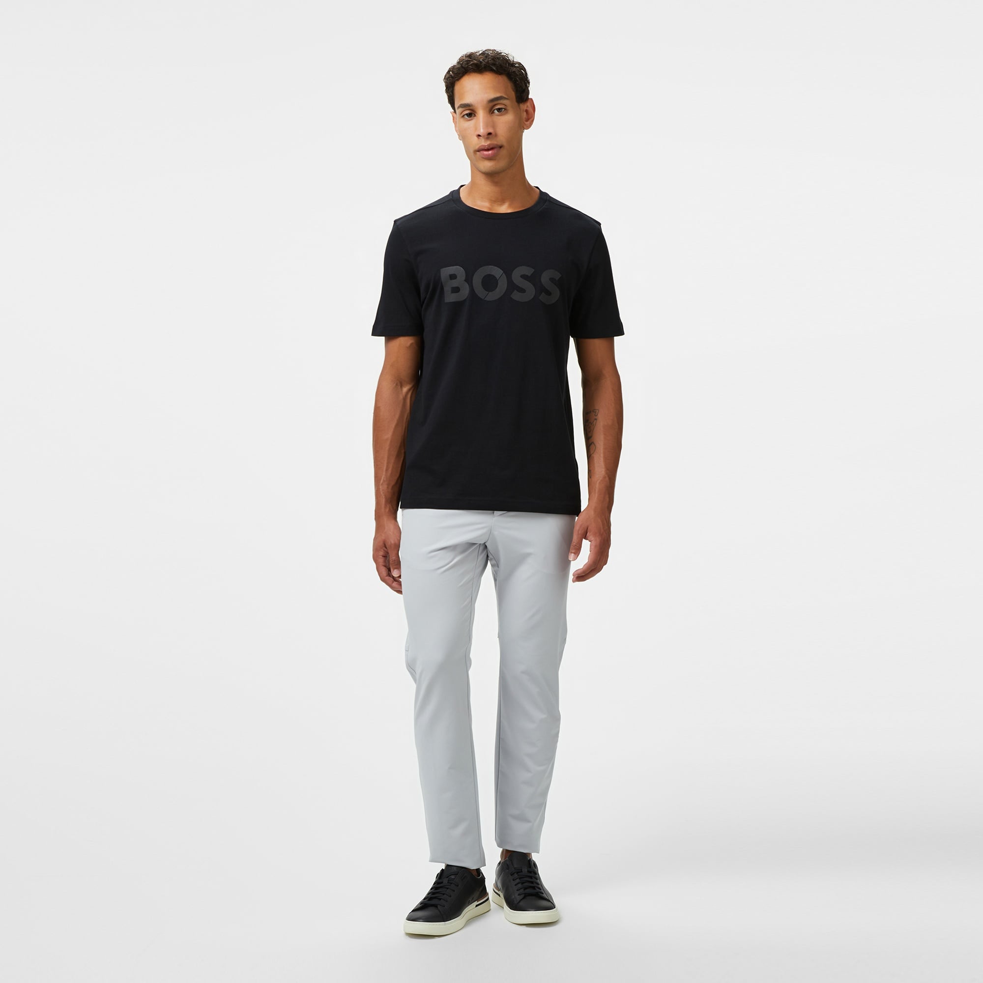 Boss Tape Logo Erkek Siyah T-Shirt