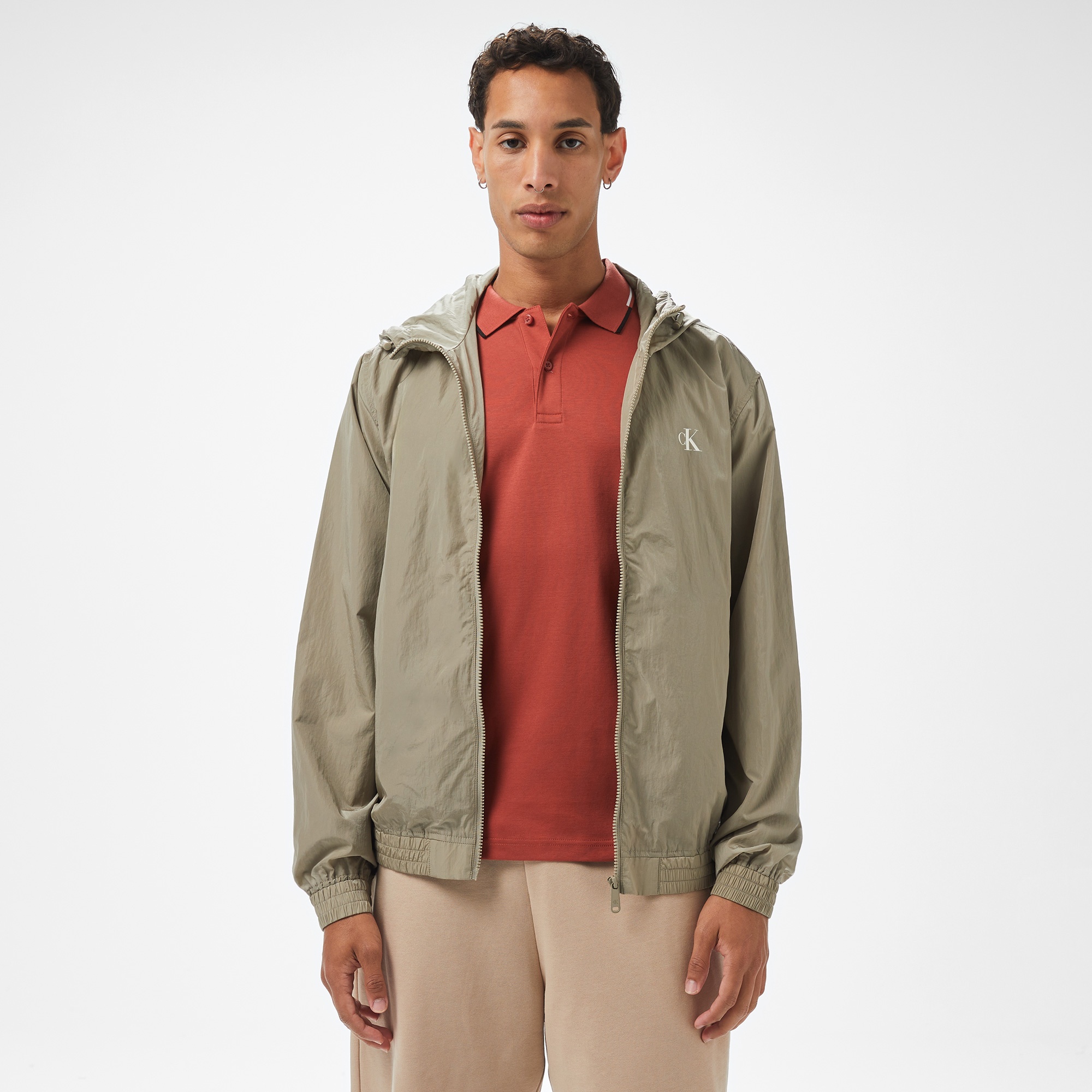 Calvin Klein Nylon Erkek Gri Ceket