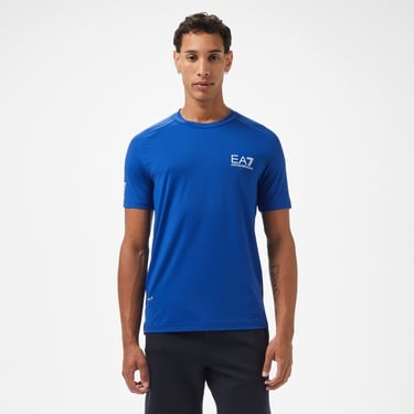  EA7 Erkek Mavi Bisiklet Yaka T-Shirt