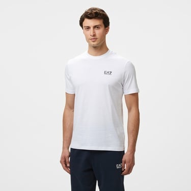  EA7 Erkek Beyaz Bisiklet Yaka T-Shirt