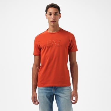  EA7 Erkek Turuncu Bisiklet Yaka T-Shirt