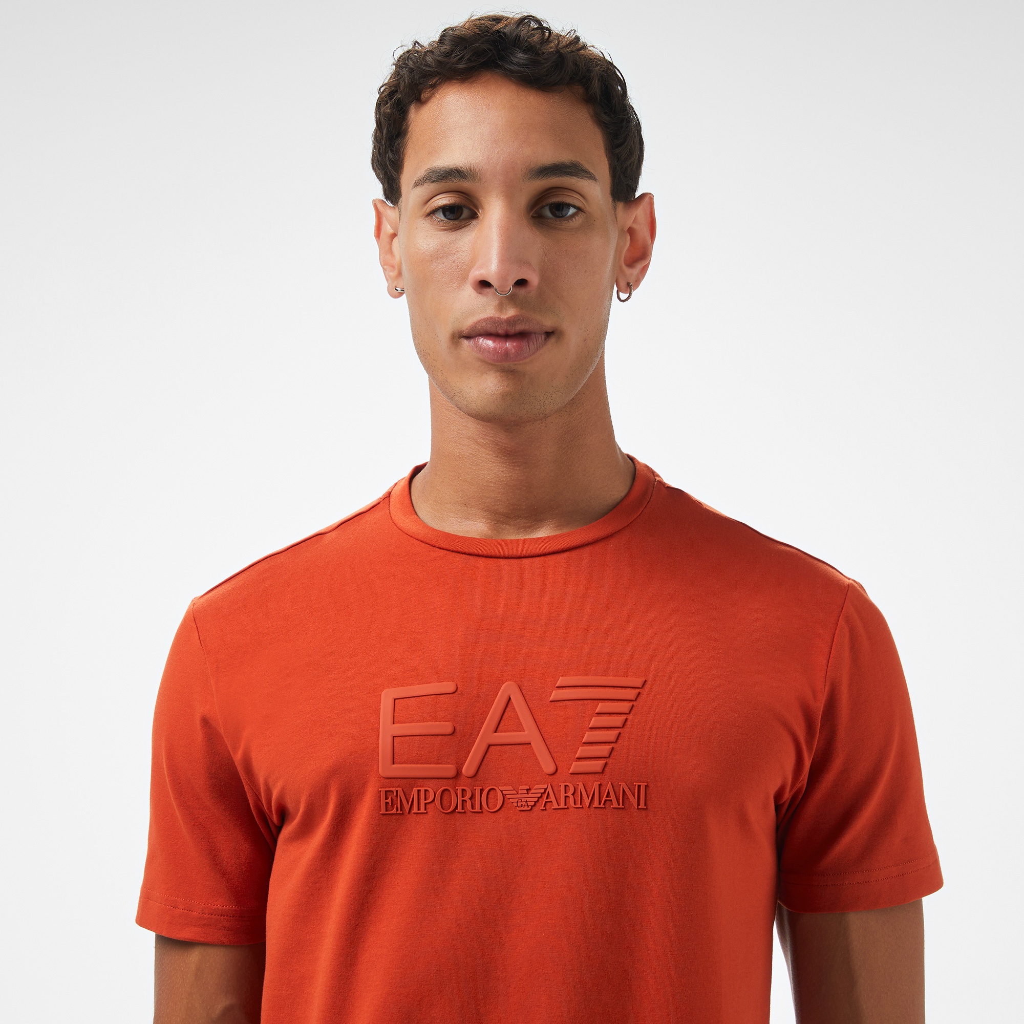 EA7 Erkek Turuncu Bisiklet Yaka T-Shirt