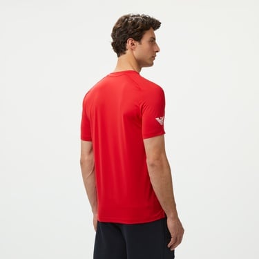  EA7 Erkek Kırmızı Bisiklet Yaka T-Shirt