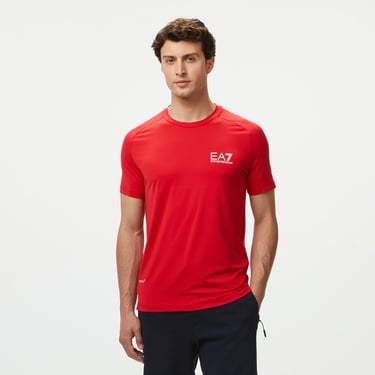  EA7 Erkek Kırmızı Bisiklet Yaka T-Shirt