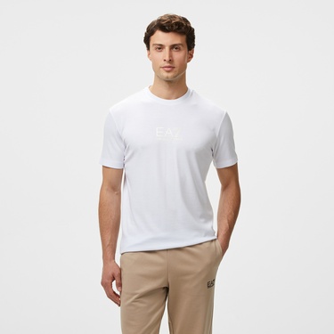  EA7 Erkek Beyaz Bisiklet Yaka T-Shirt