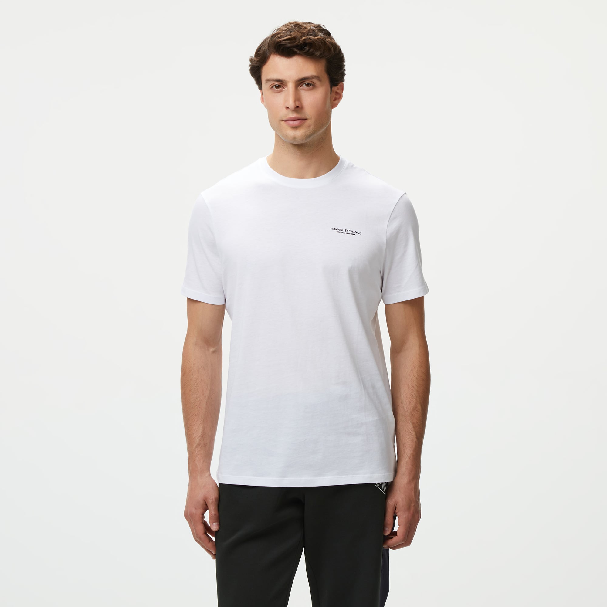  Armani Exchange Erkek Beyaz Bisiklet Yaka T-Shirt