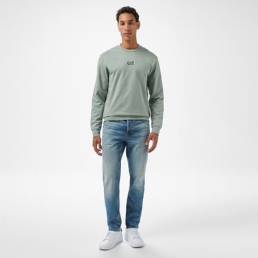  EA7 Erkek Yeşil Bisiklet Yaka Sweatshirt