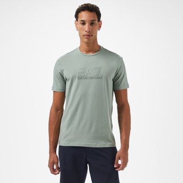  EA7 Erkek Yeşil Bisiklet Yaka T-Shirt