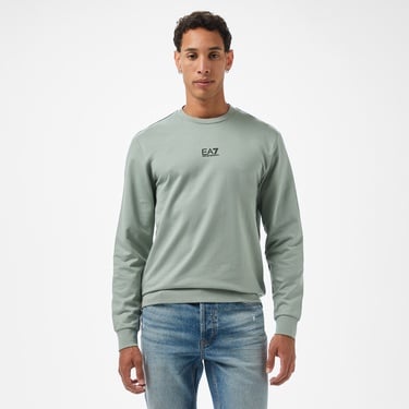  EA7 Erkek Yeşil Bisiklet Yaka Sweatshirt