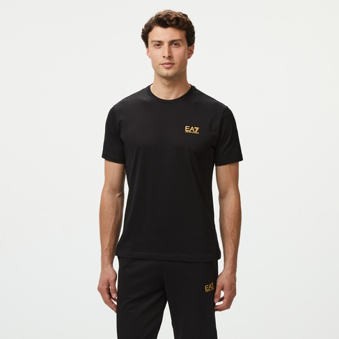  EA7 Erkek Siyah Bisiklet Yaka T-Shirt