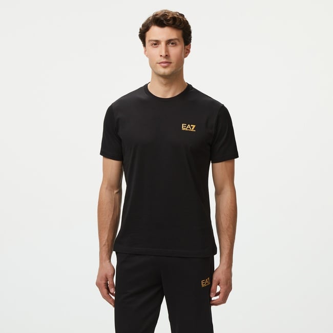  EA7 Erkek Siyah Bisiklet Yaka T-Shirt