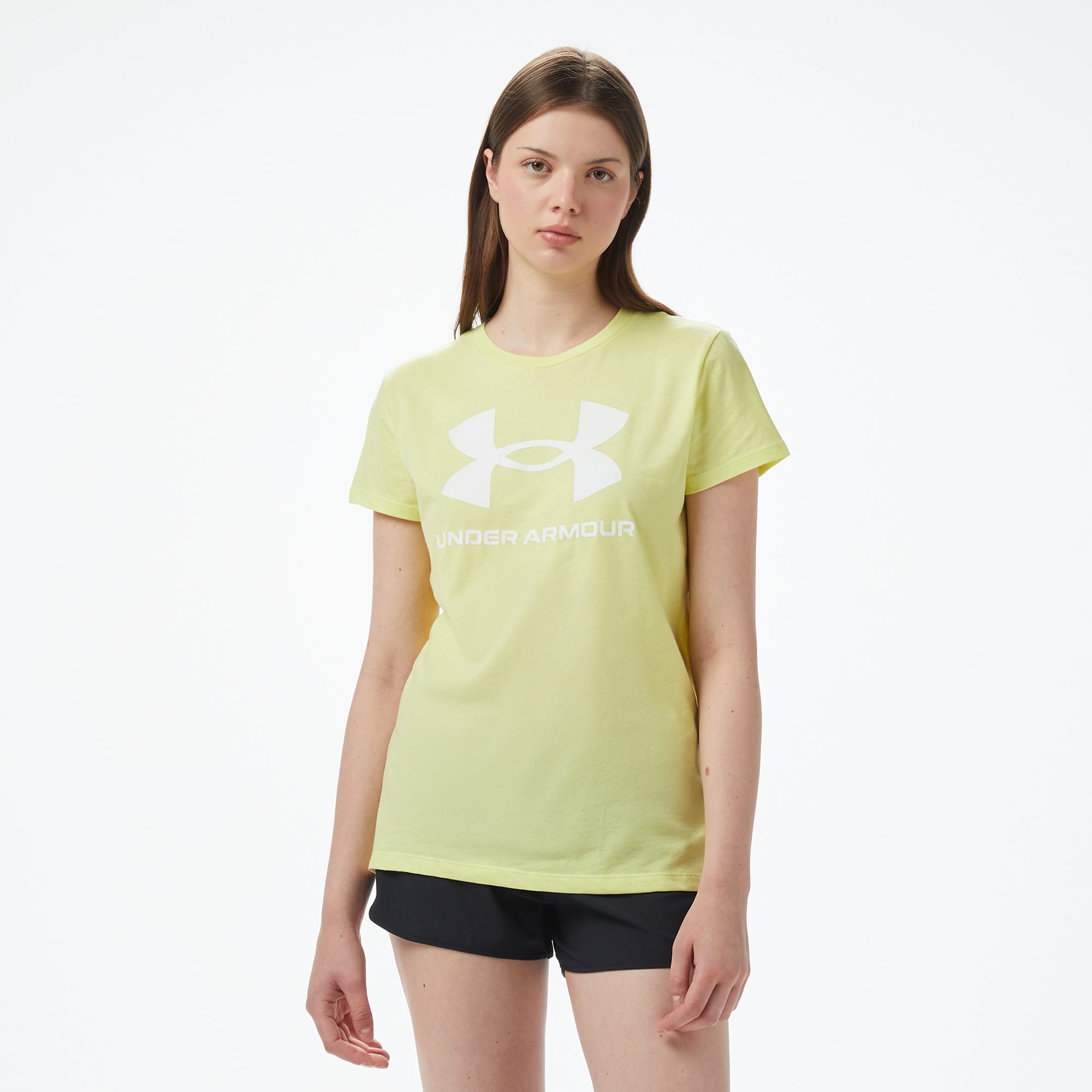  Under Armour Sportstyle Logo Ss Kadın Sarı T-Shirt