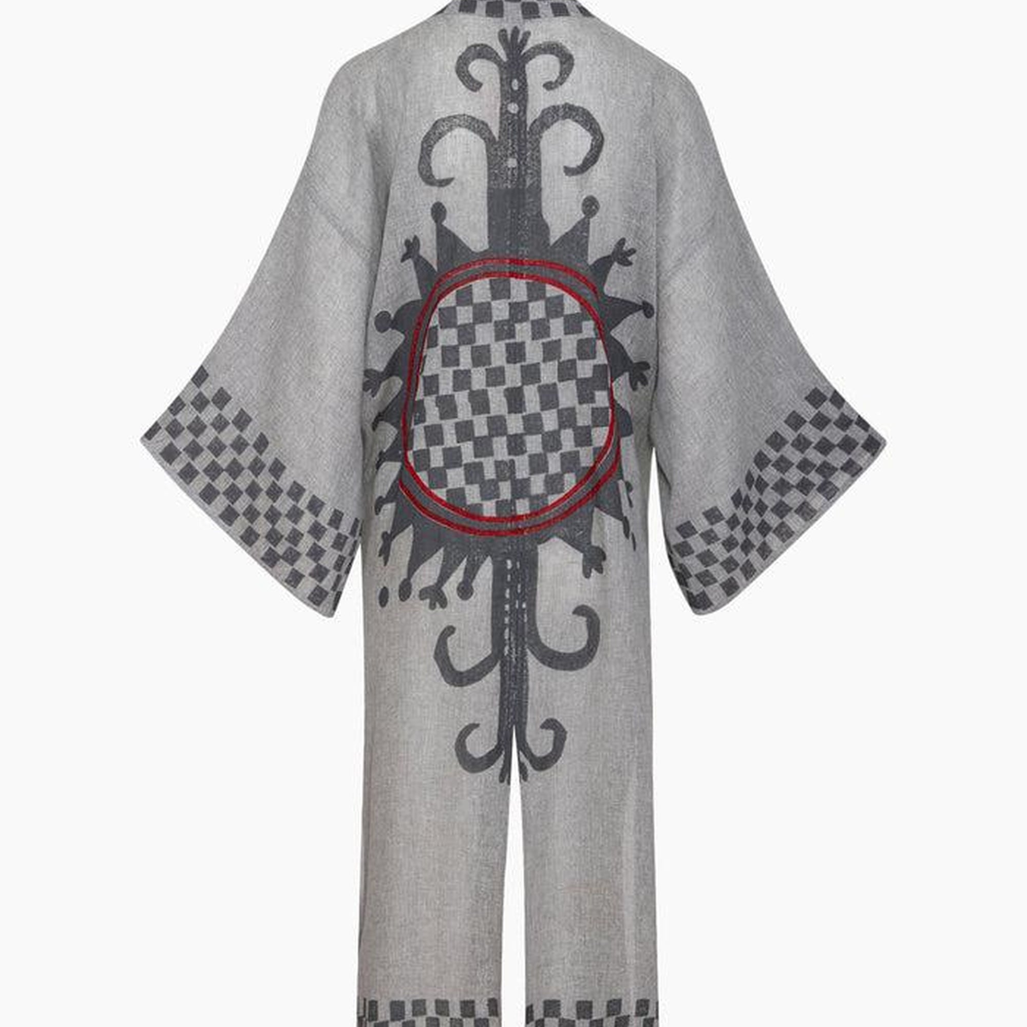 İKİKIZ Dama Desenli Kimono Kadın Renkli