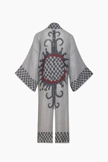  İKİKIZ Dama Desenli Kimono Kadın Renkli