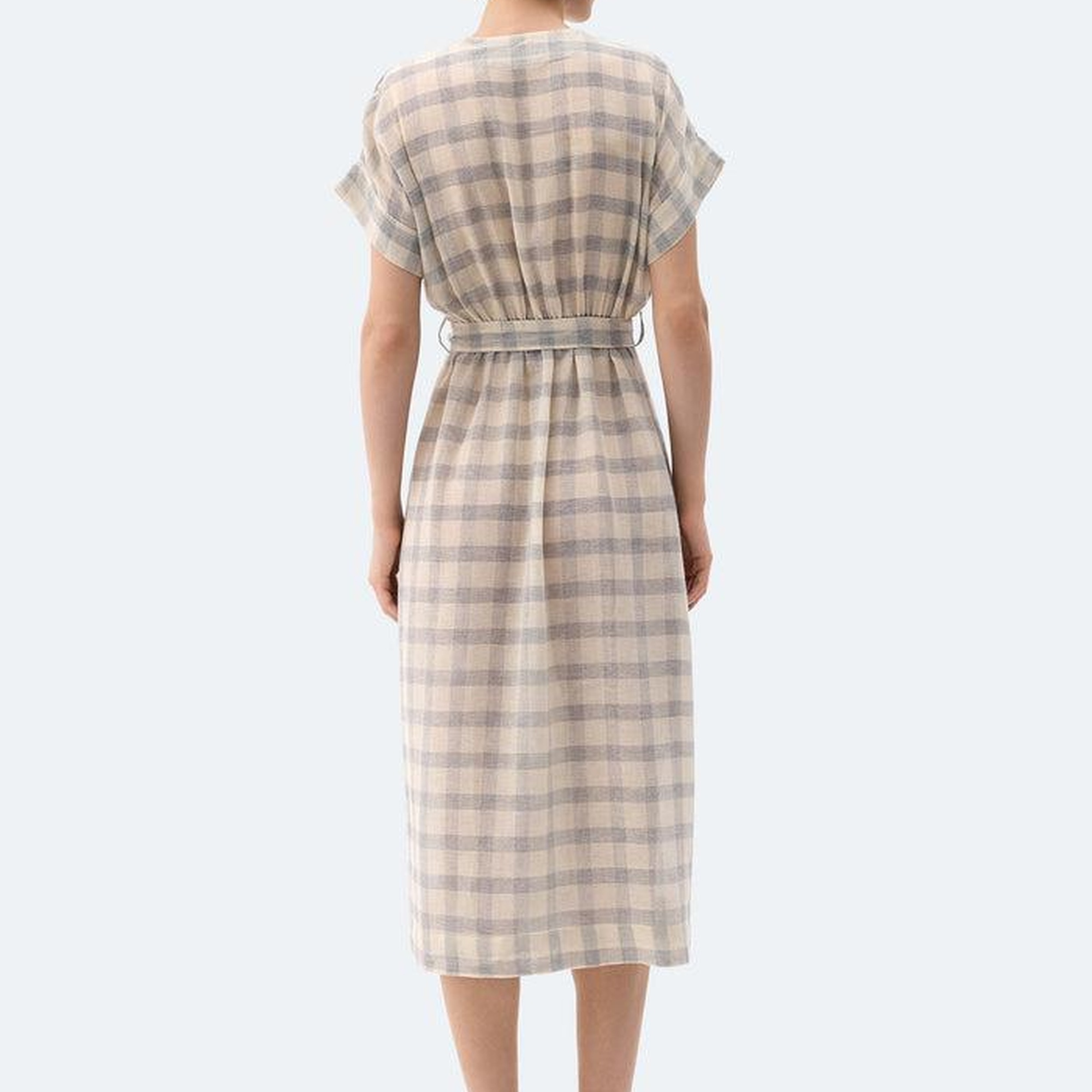 İKİKIZ Gri Ekose Anvelop Elbise Kadın Renkli