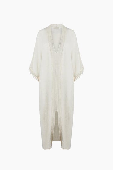  İKİKIZ Bürümcük Kaftan Kadın Naturel