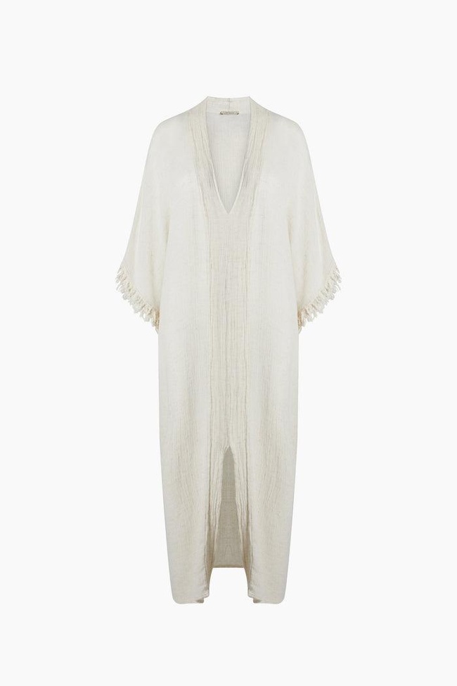  İKİKIZ Bürümcük Kaftan Kadın Naturel