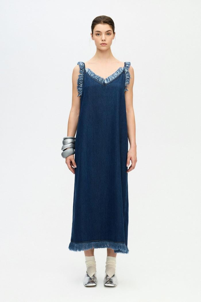  İKİKIZ Denim Askılı Elbise Kadın Renkli