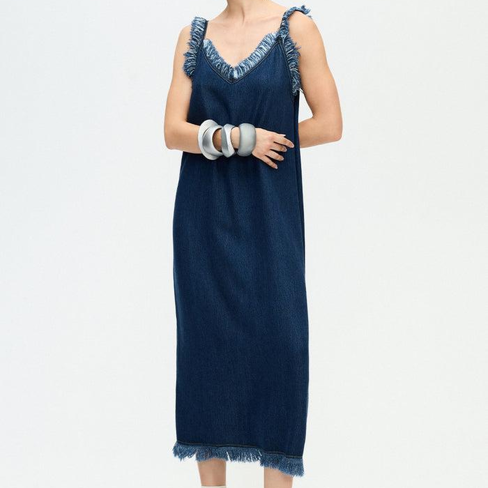 İKİKIZ Denim Askılı Elbise Kadın Renkli