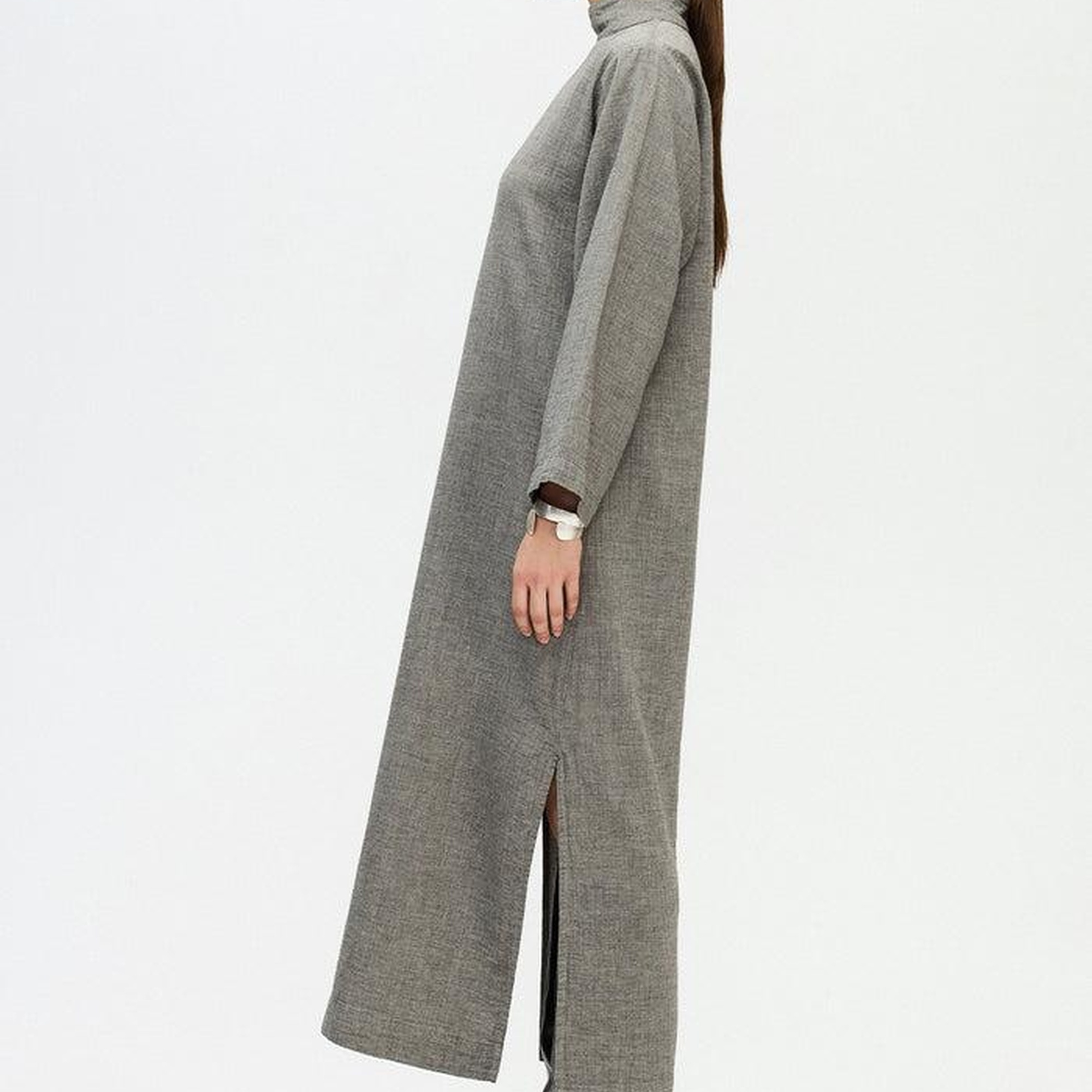 İKİKIZ Gri Boğazlı Elbise Kadın Renkli