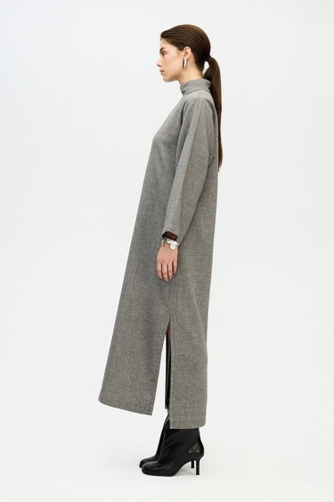  İKİKIZ Gri Boğazlı Elbise Kadın Renkli