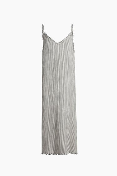  İKİKIZ Crinkle Çizgili İp Askılı Elbise Kadın Renkli