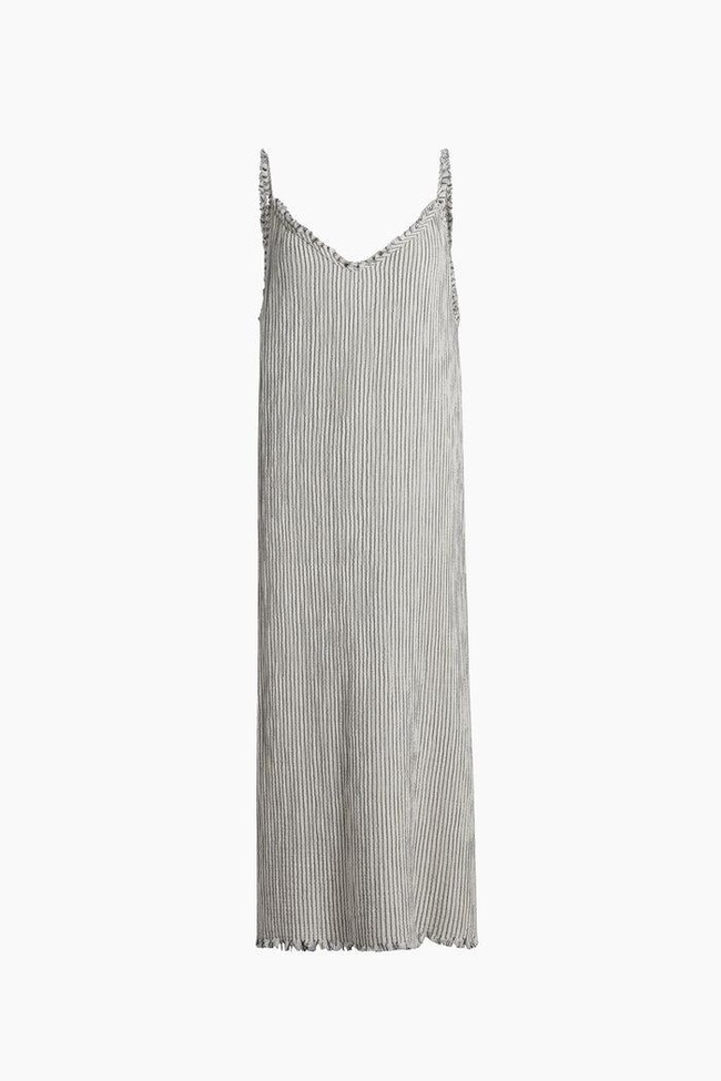  İKİKIZ Crinkle Çizgili İp Askılı Elbise Kadın Renkli