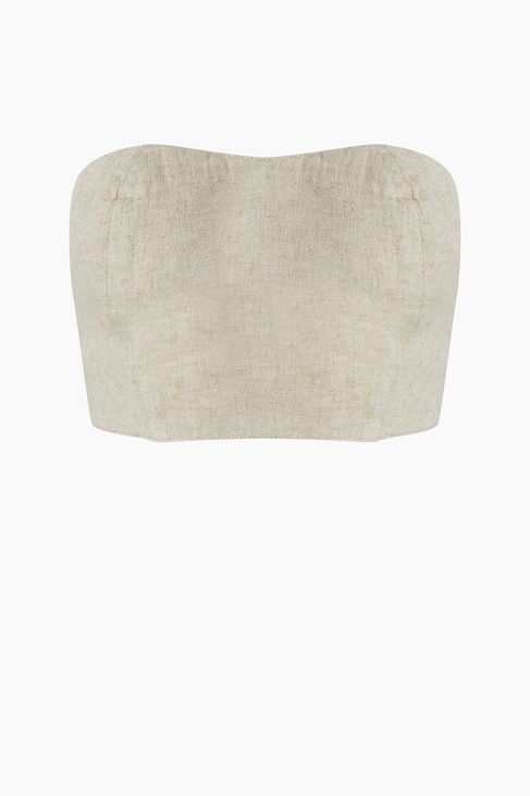  İKİKIZ Keten Bandeau Bluz Kadın Naturel