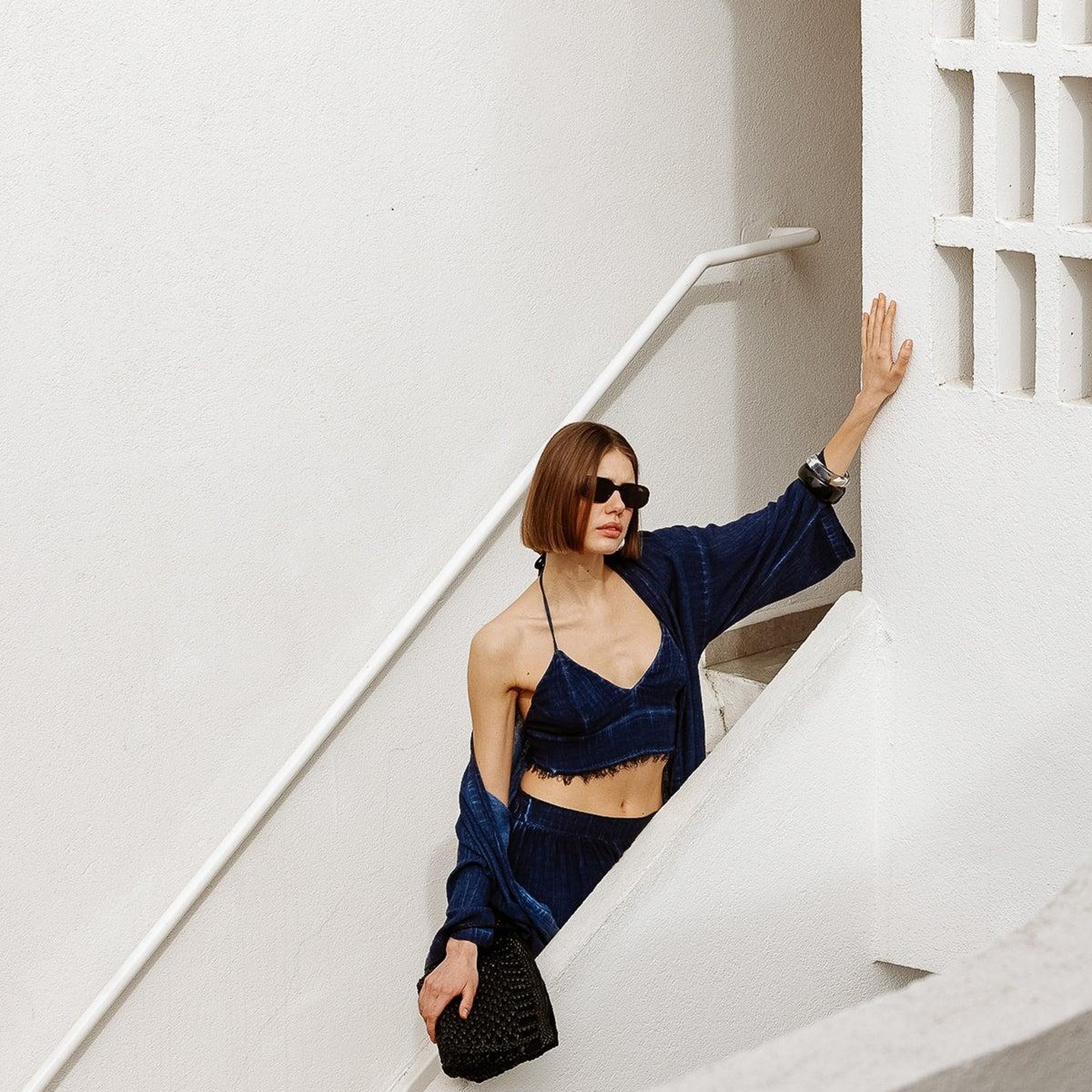 İKİKIZ Keten Navy Büstiyer Kadın Lacivert