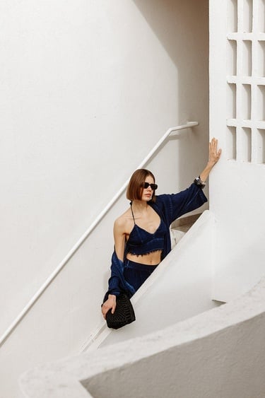  İKİKIZ Keten Navy Büstiyer Kadın Lacivert