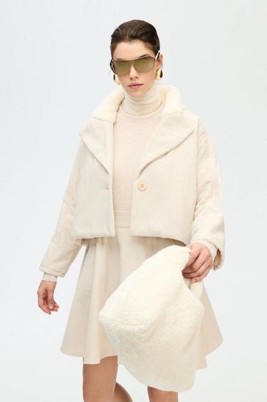  İKİKIZ Balıksırtı Etek Kadın Bej