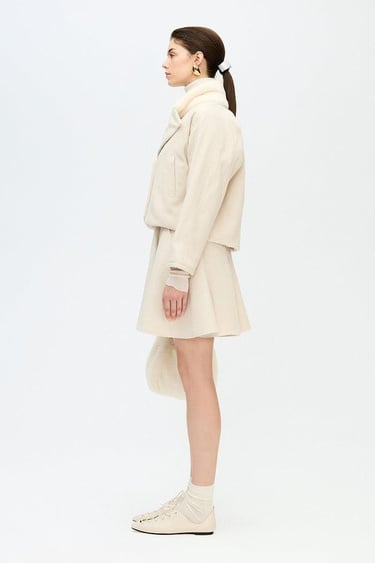  İKİKIZ Balıksırtı Etek Kadın Bej