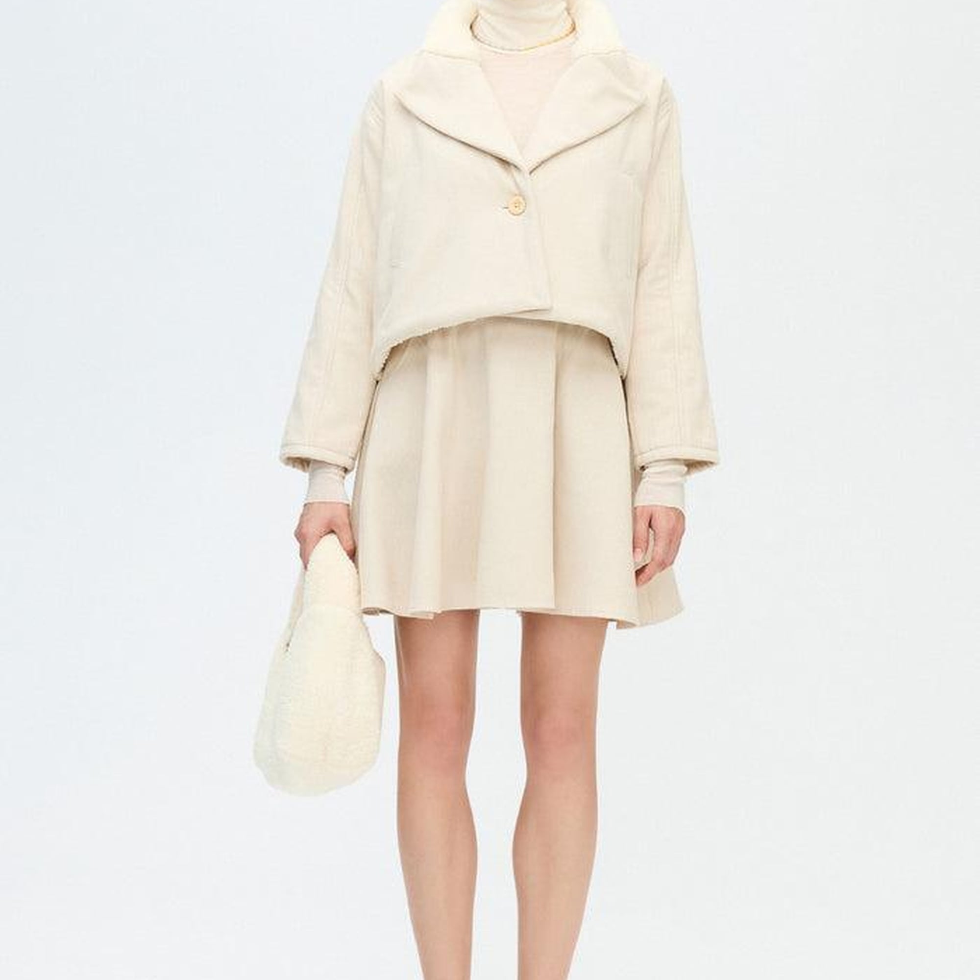 İKİKIZ Balıksırtı Etek Kadın Bej