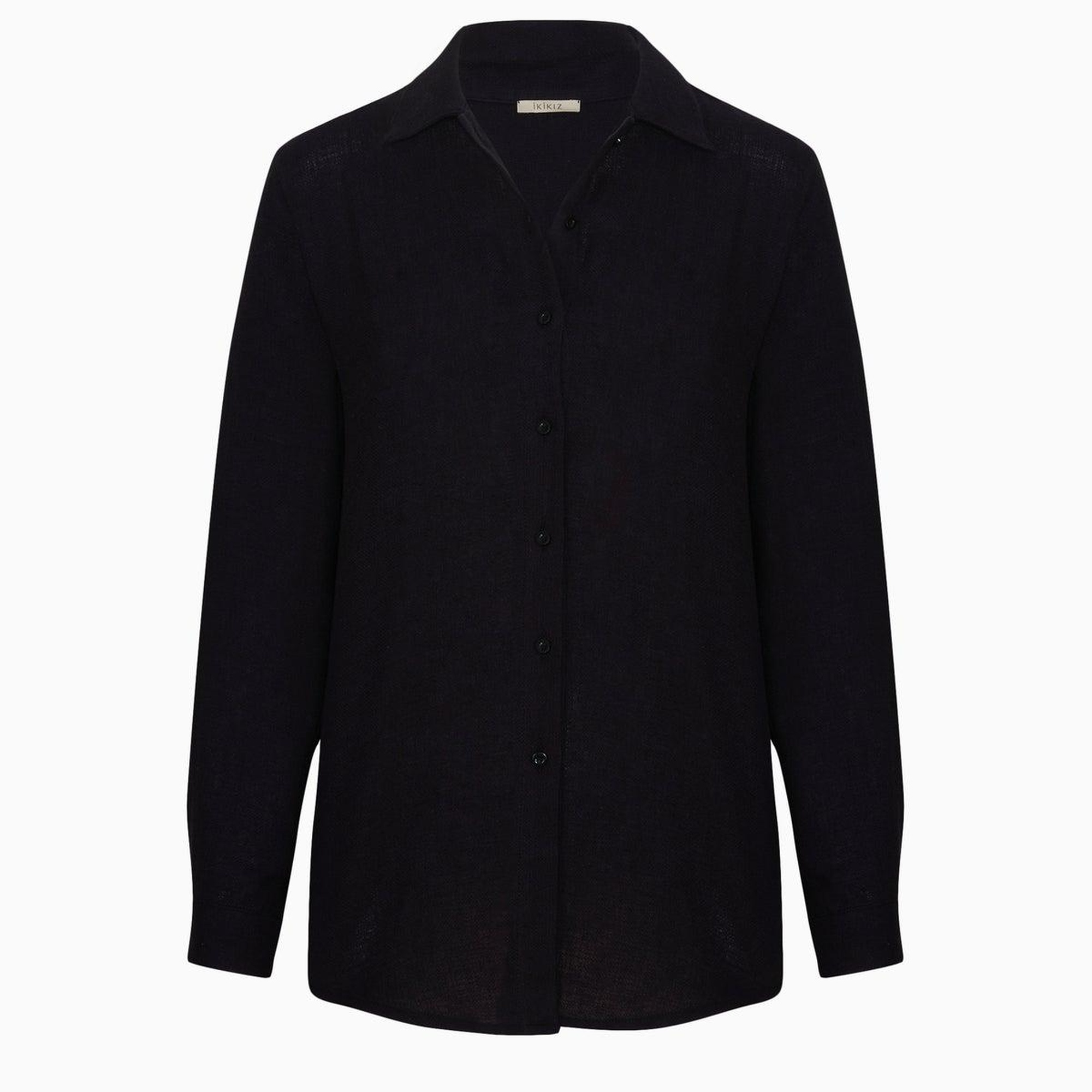 İKİKIZ Keten Gömlek Kadın Siyah