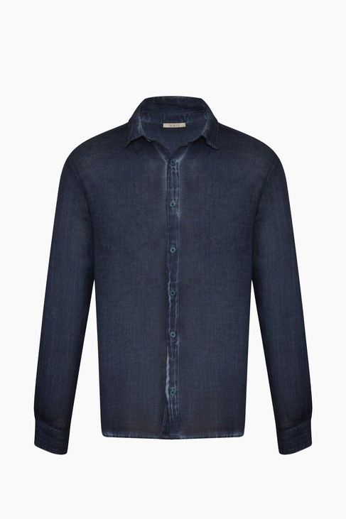  İKİKIZ Keten Navy Gömlek Erkek Lacivert