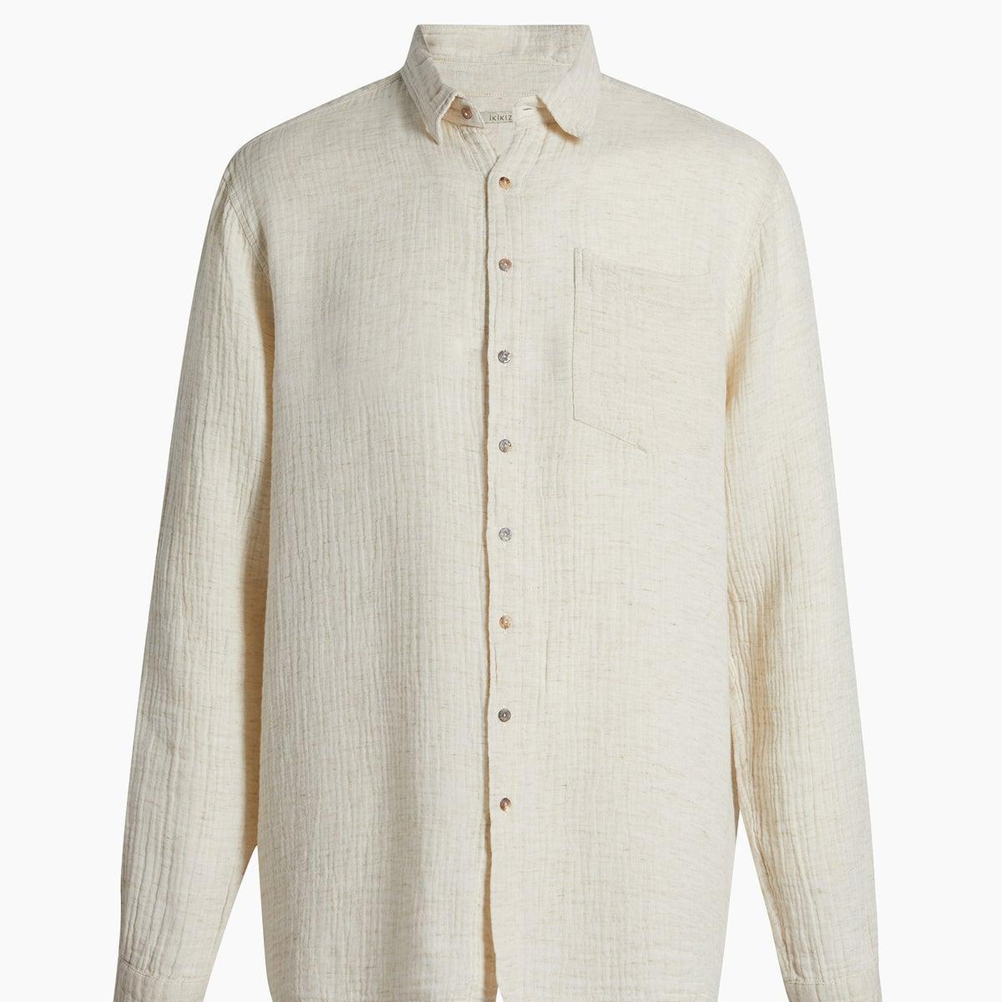 İKİKIZ Crinkle Erkek Gömlek Erkek Naturel