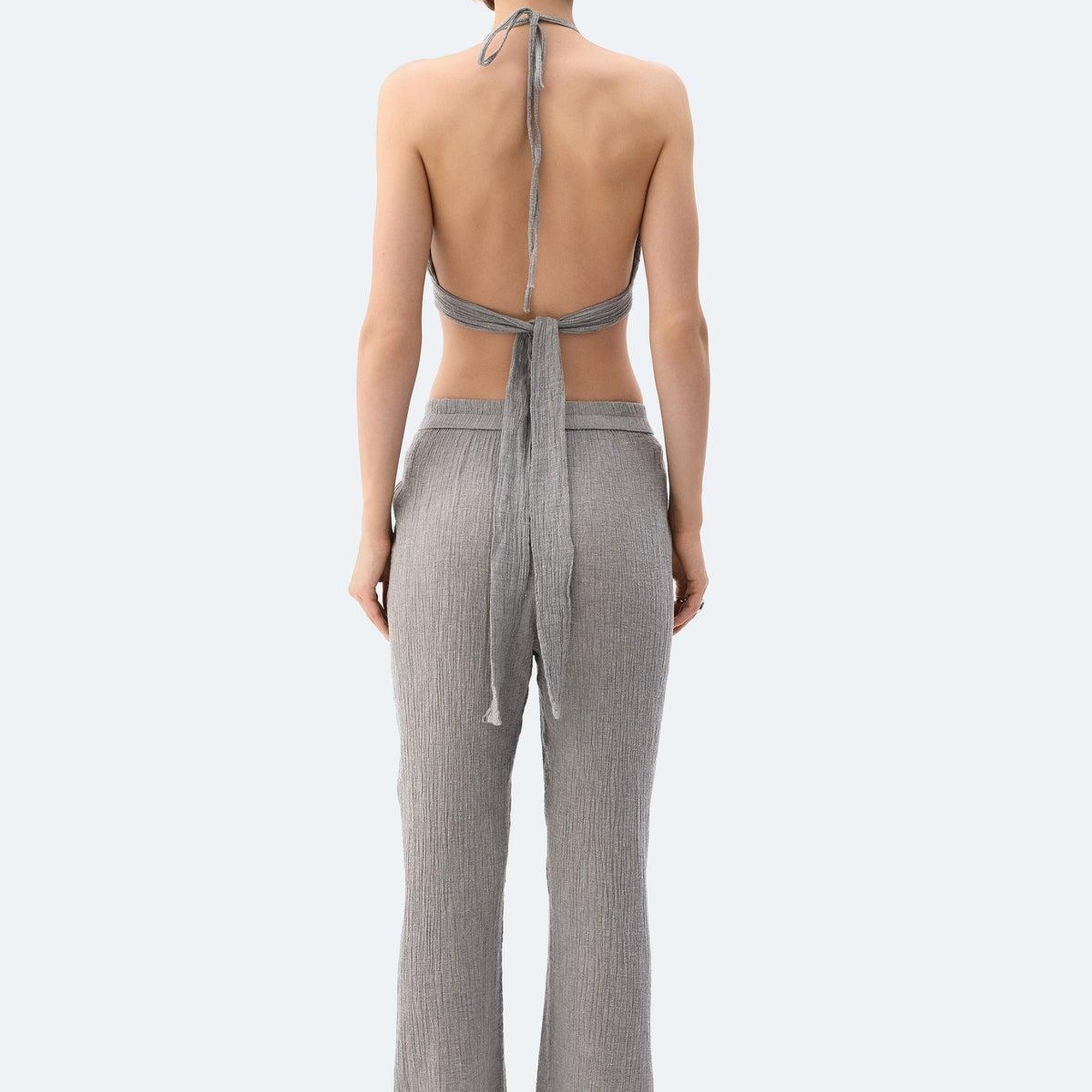 İKİKIZ Gri Crinkle Pantolon Kadın Gri