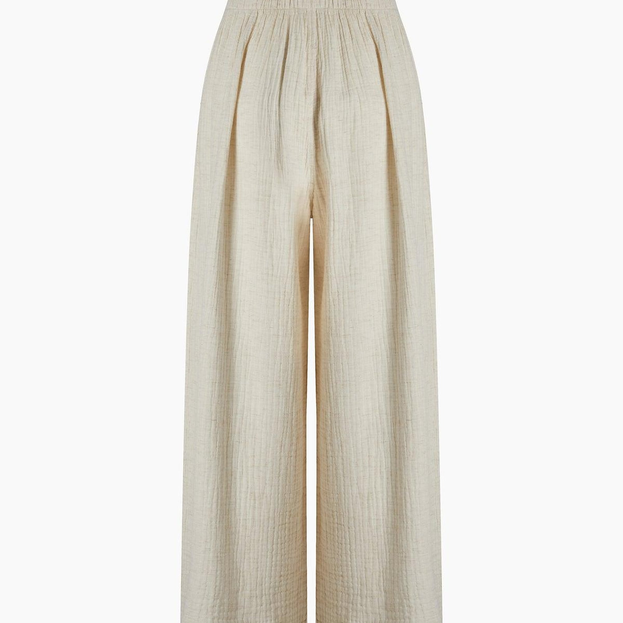 İKİKIZ Crinkle Palazzo Pantolon Kadın Naturel