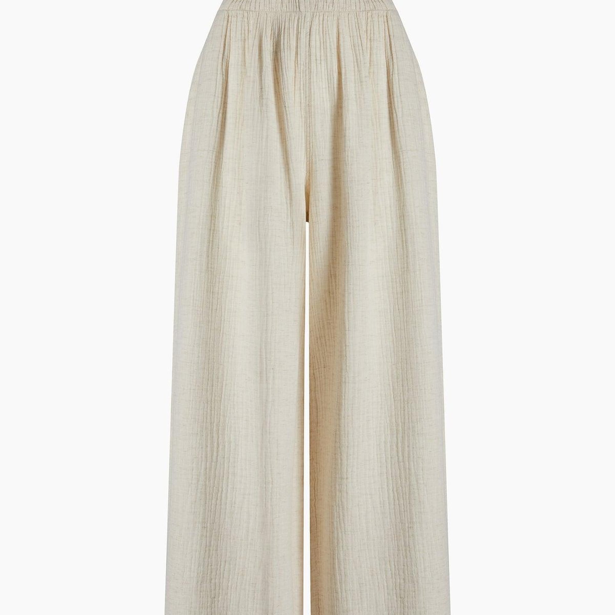 İKİKIZ Crinkle Palazzo Pantolon Kadın Naturel