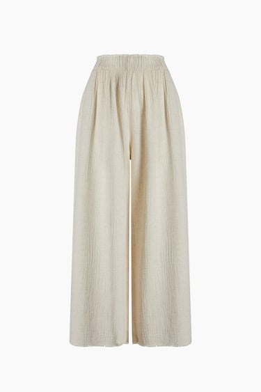  İKİKIZ Crinkle Palazzo Pantolon Kadın Naturel