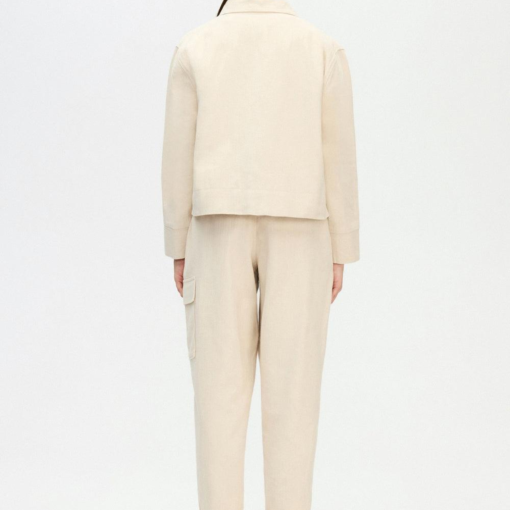 İKİKIZ Balıksırtı Kargo Pantolon Kadın Bej