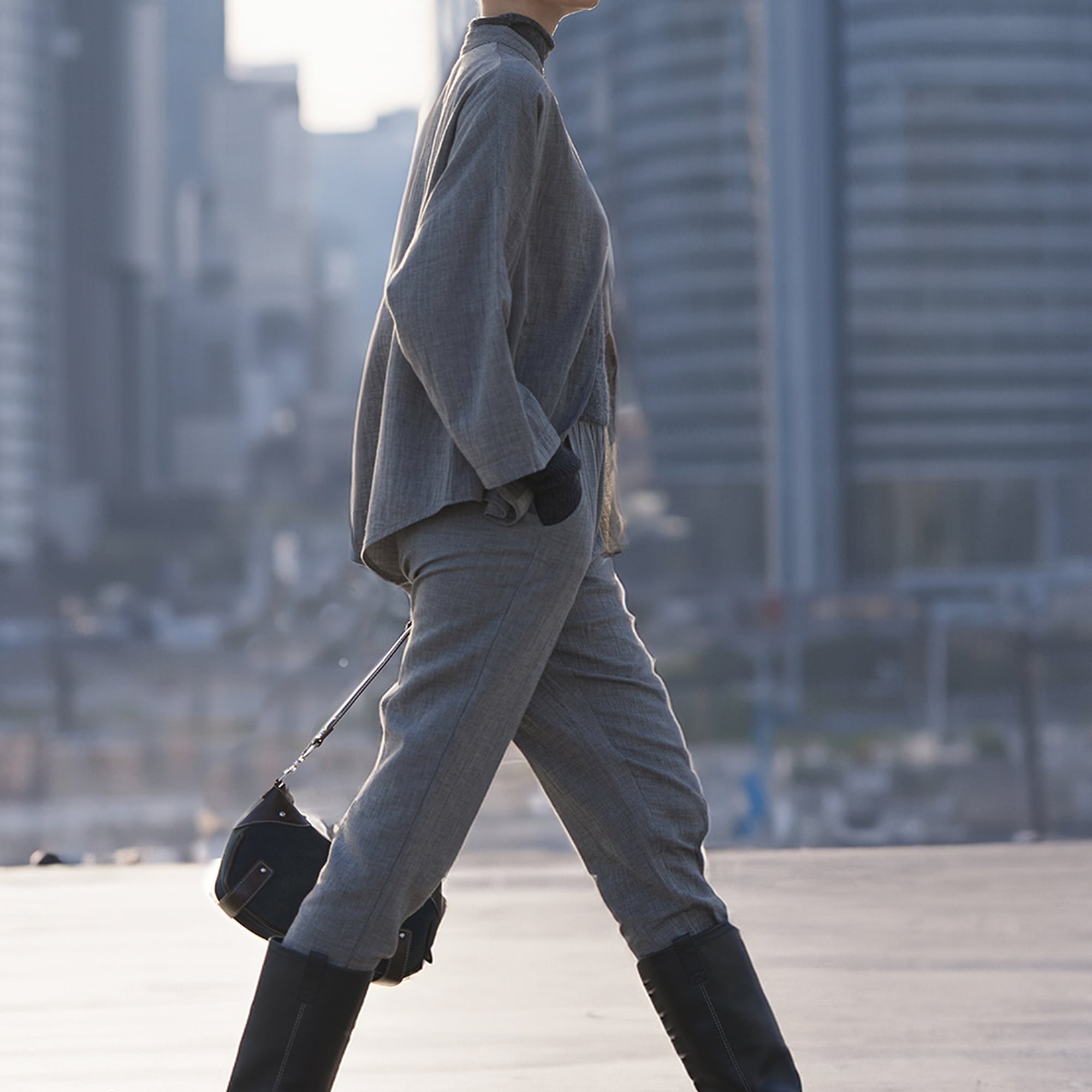 İKİKIZ Gri Slouchy Pantolon Kadın Gri