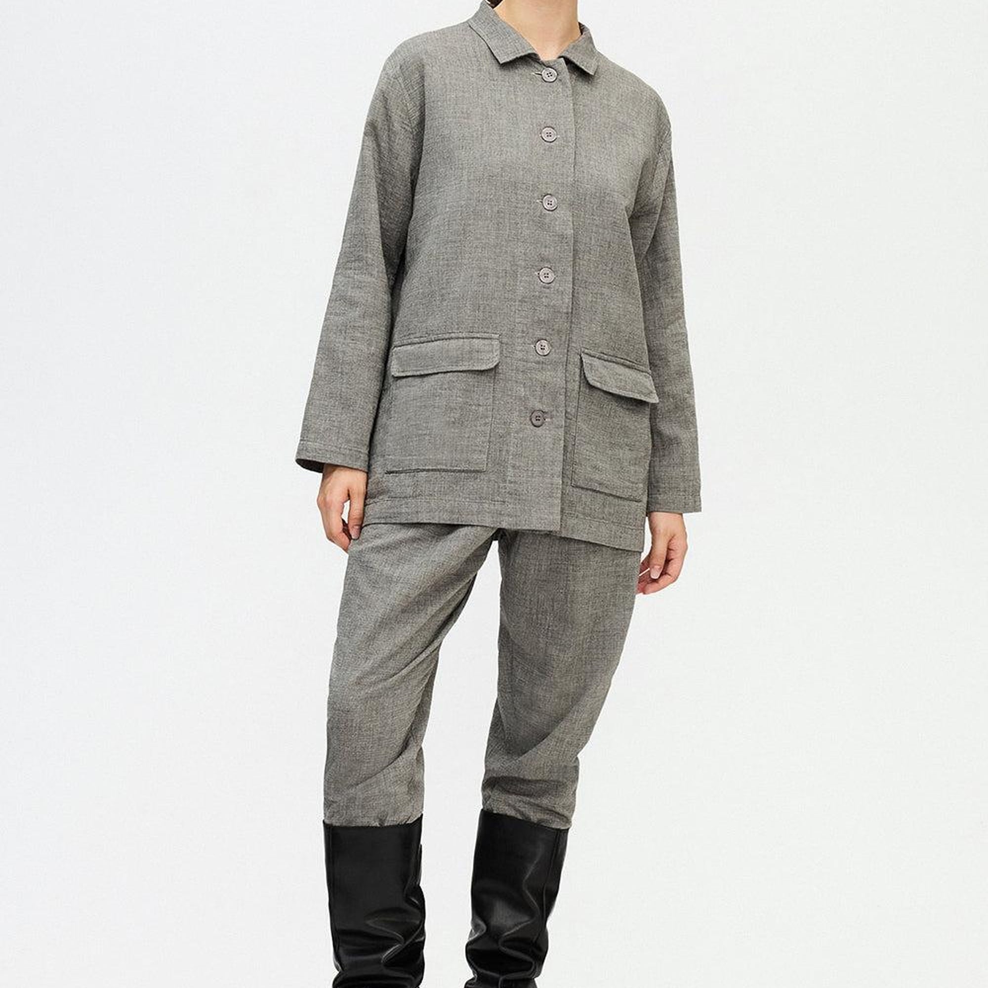 İKİKIZ Oversize Ceket Kadın Gri