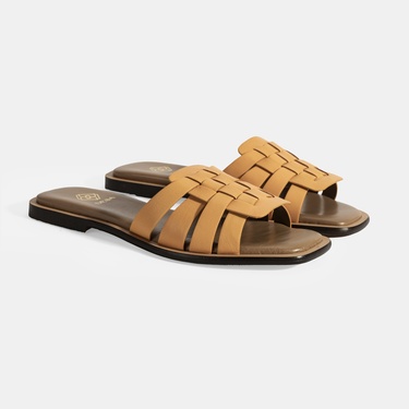  Kadın Turuncu Deri Terlik