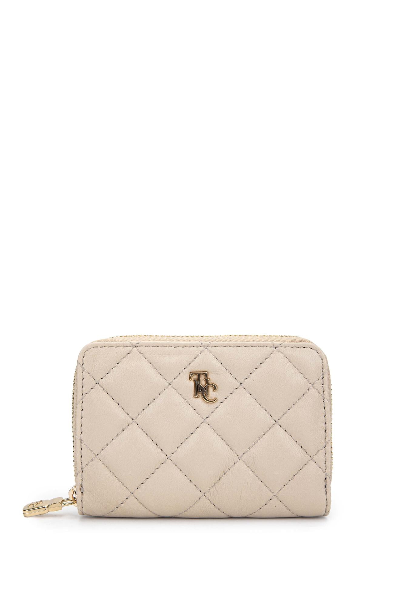  Tamer Tanca Unisex Hakiki Deri Bej Cüzdan Cuzdan