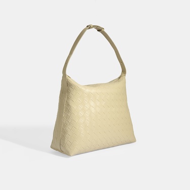  Kadın Bej Örgü Baskılı Omuz Çantası